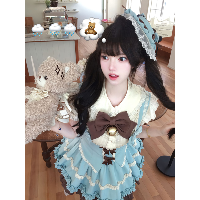 薄巧色狗短可爱Lolita裙jsk洛丽塔lo裙少女蝴蝶结公主裙洋装短裙