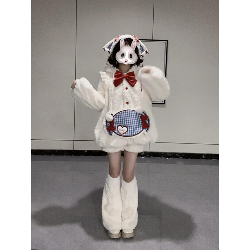 【奶糖甜兔】少女感毛呢外套lolita冬季保暖毛绒绒可爱洛丽塔甜美
