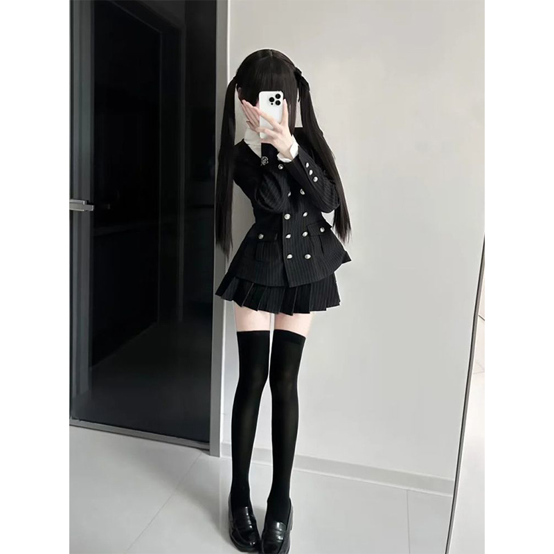 【古着少女】复古非正式学院风休闲西装收腰衬衫外套JK制服套装裙