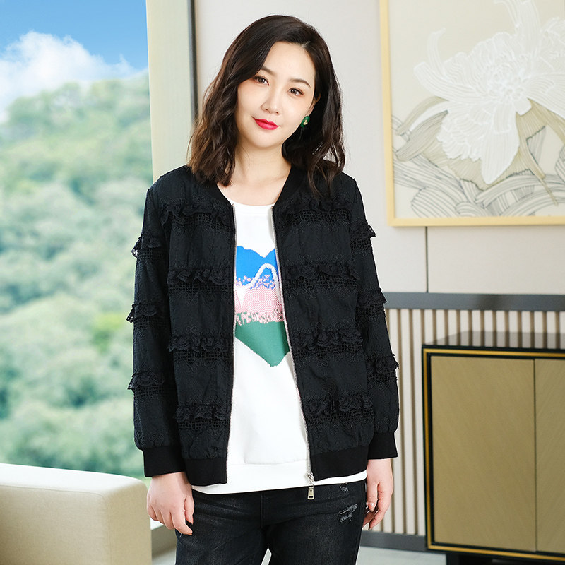 胖mm显瘦外套短款减龄蕾丝重工简涵高端轻奢高级感春装大码女装