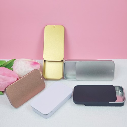 长方形滑盖推拉马口铁盒糖果药丸固体香膏手游指套抽屉式迷你铁盒