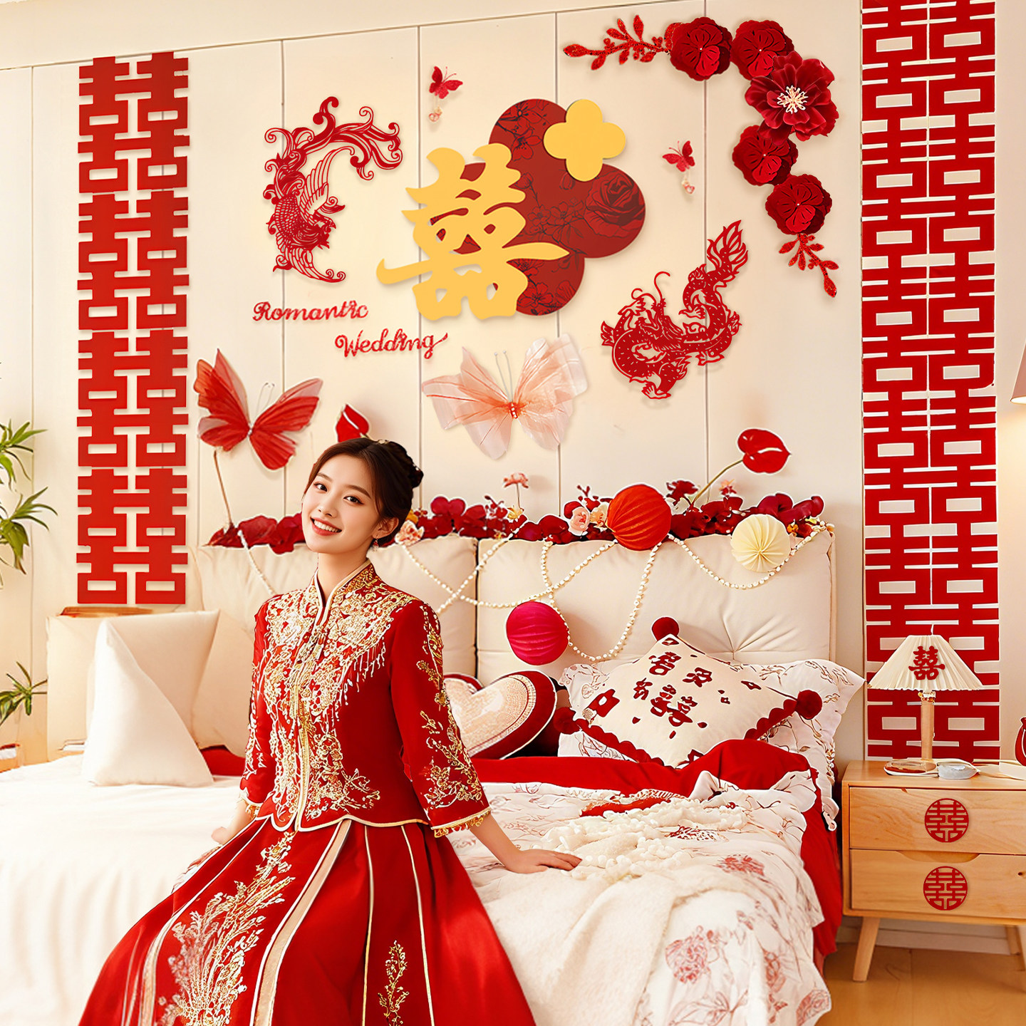 婚房布置套装男女方结婚卧室装饰