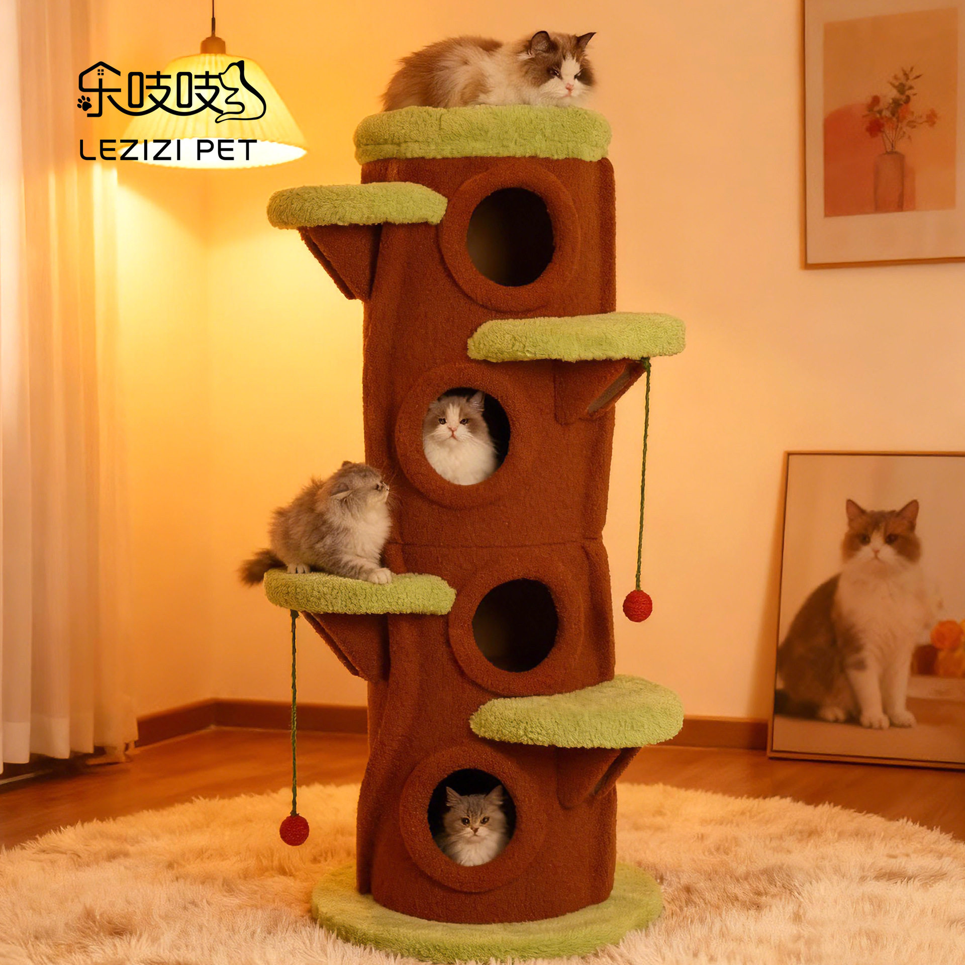 乐吱吱树洞剑麻猫爬架猫窝猫树一体四季通用不占地保暖猫窝猫玩具图片