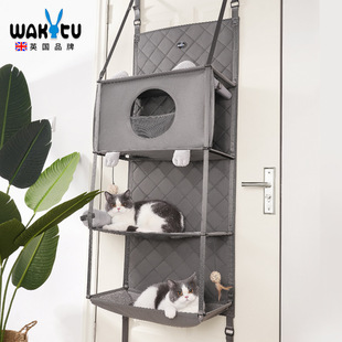 Wakytu英国挂门式猫爬架 猫窝一体免打孔门后猫咪爬架可折叠收纳