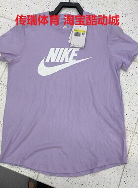NIKE/耐克女子短袖大勾子印花圆领透气运动休闲半袖T恤DX7907-545