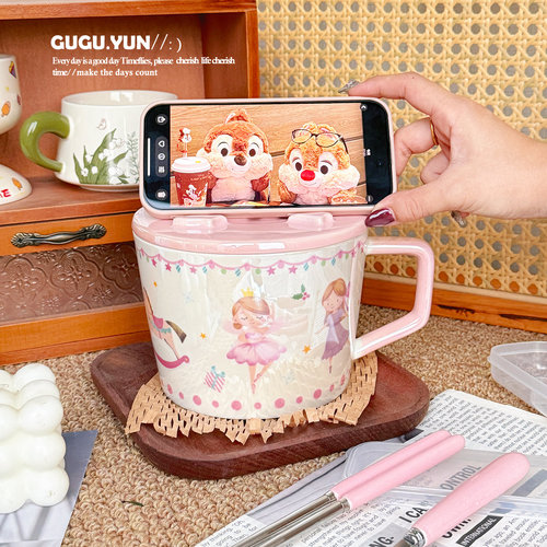 谷谷云陶瓷带盖手柄泡面碗