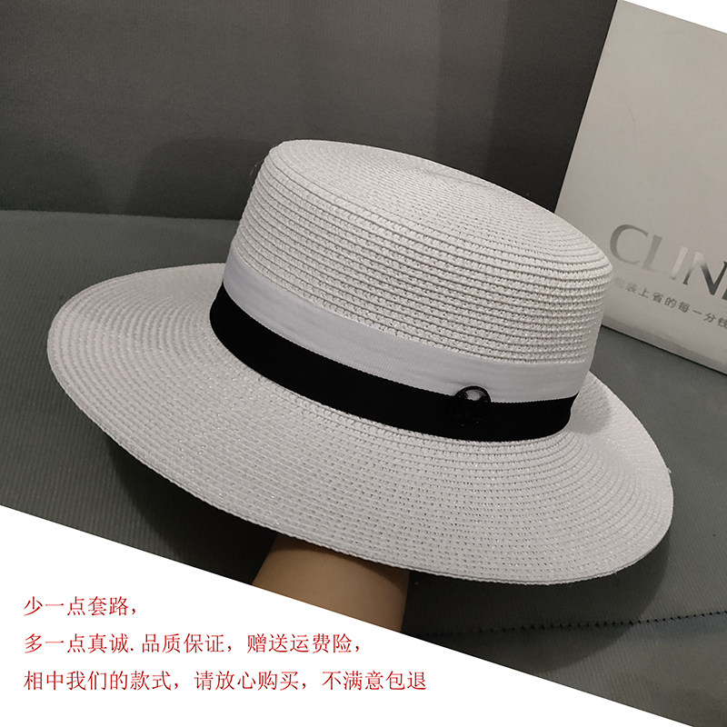 白色礼帽小香风赫本风复古帽英伦法式网红爵士帽平顶名媛草帽