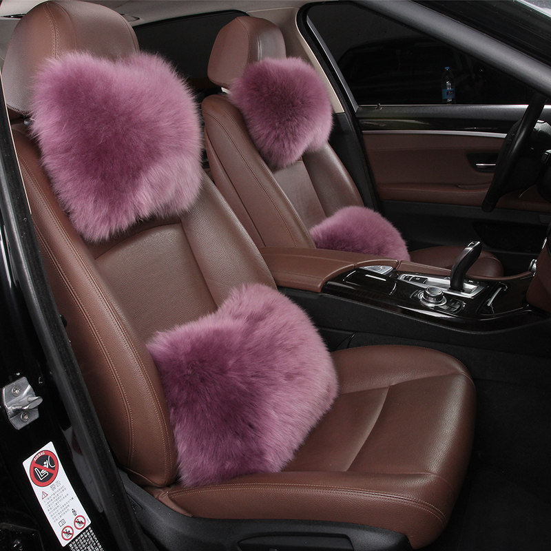 羊毛汽车头枕新款羊绒长毛颈枕靠枕保暖冬季时尚新款头枕颈枕可爱