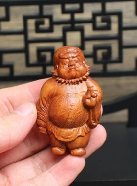 天然雷击木枣木钟馗手把件摆件饰