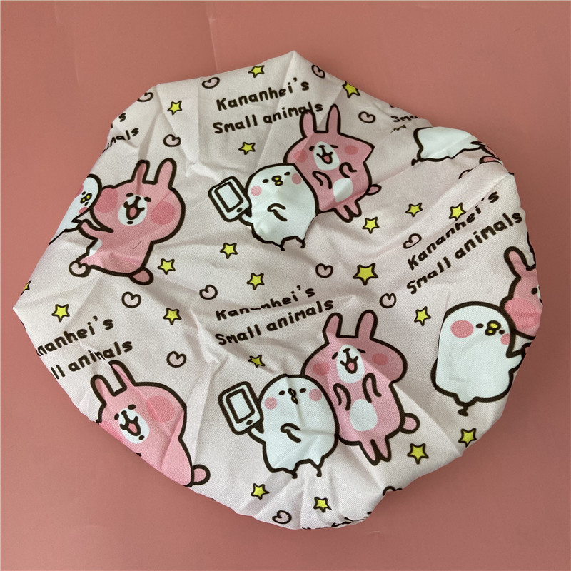 卡通可爱浴帽成人儿童洗澡防水帽双层加厚日系防油烟发帽重复使用