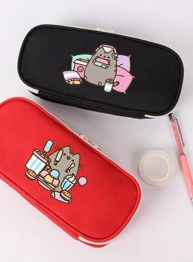 PUSHEEN胖吉猫学生笔袋女儿童大容量文具袋卡通可爱拉链铅笔盒