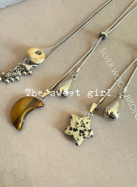 韩系ins风斑点星星虎眼石串珠项链小众甜酷百搭简约叠戴锁骨链y2k