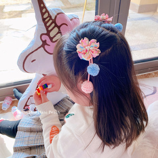 HD2187A08日韩新款和风布艺花朵流苏儿童古风汉服发夹头饰发饰