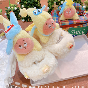 家居卧室毛毛拖鞋 HD10340A08原创款 好运大眼睛毛茸茸厚底增高拖鞋