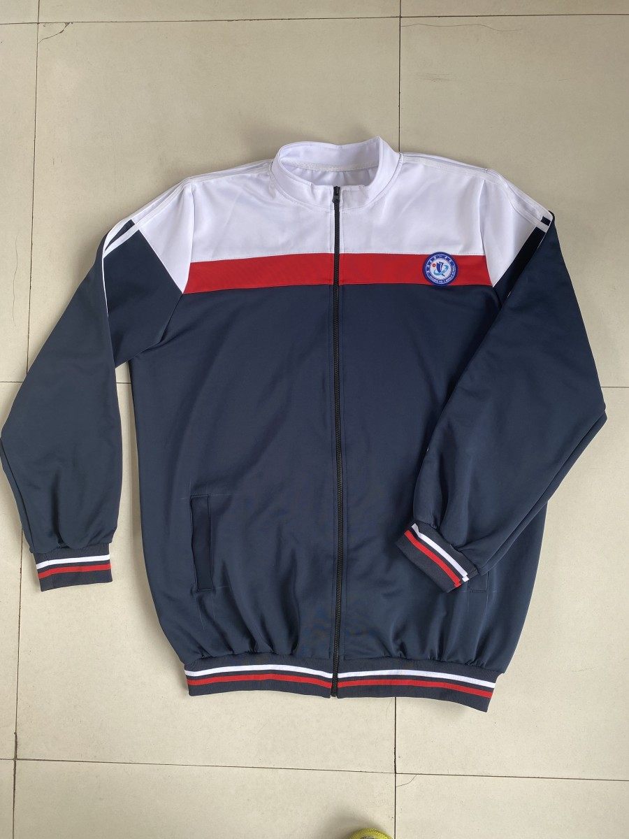 蓝白红拼上衣学生淮滨县一中校服