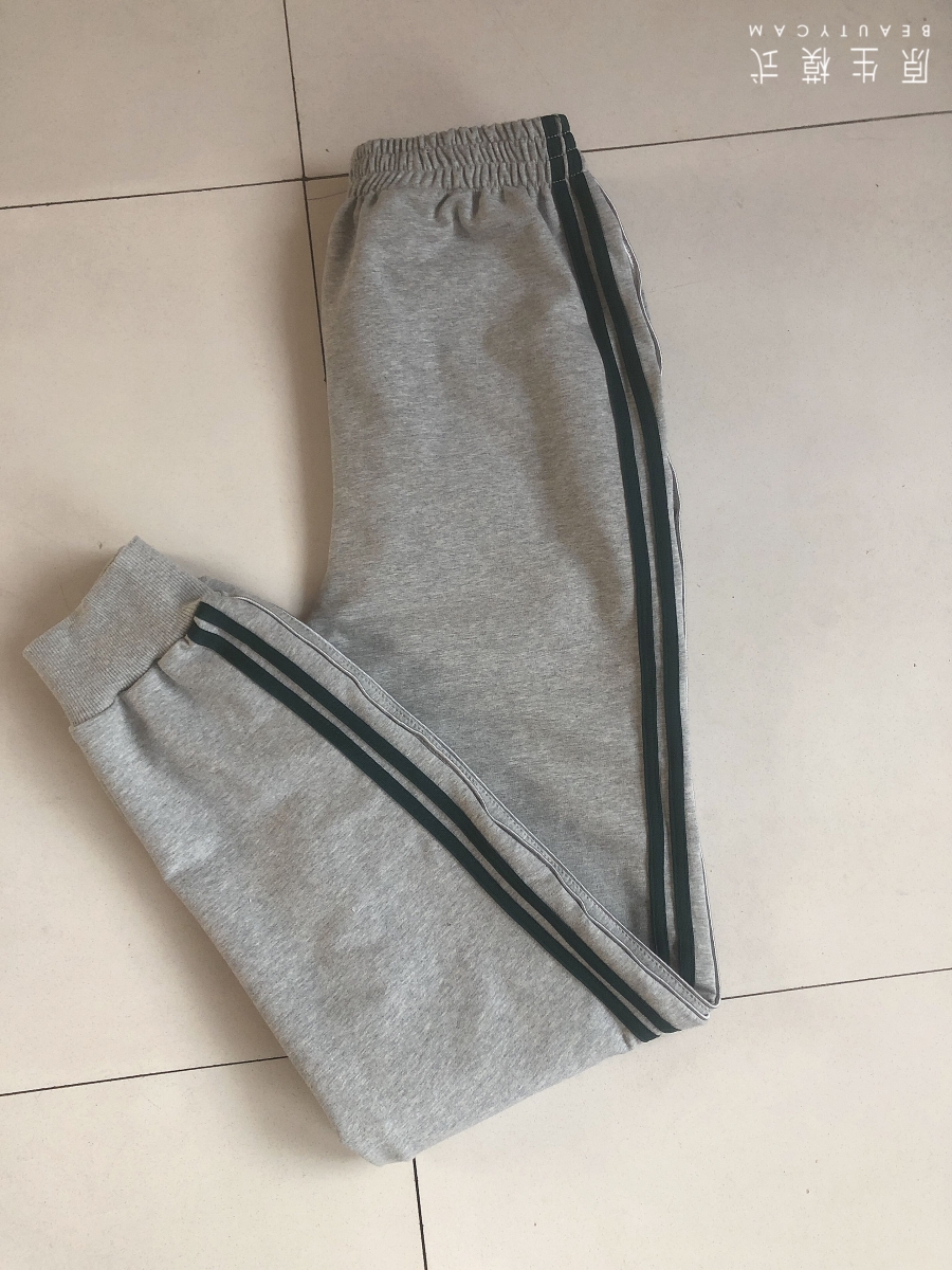浅灰墨绿色双杠银色细杠校裤