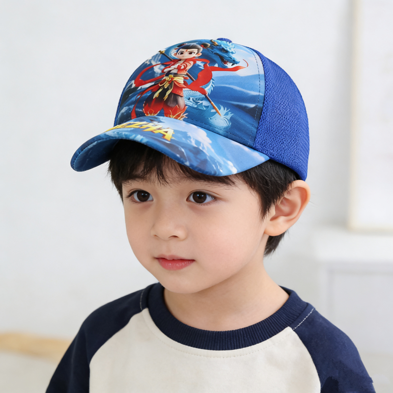 哪吒敖丙儿童帽子夏季遮阳帽男童鸭舌帽女童棒球帽宝宝卡通防晒帽