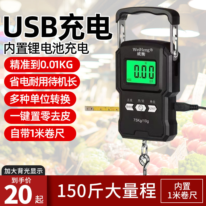 高精度手提电子秤迷你可携式称克弹簧秤手称鱼器快递电子秤行李秤