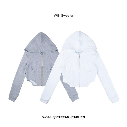 原创设计鱼骨露腰开衫卫衣