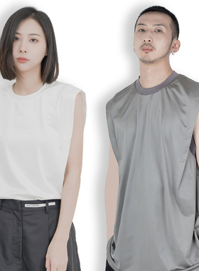 STR立体裁剪 纯色黑白速干背心基础款无袖马甲流线型设计上衣男女