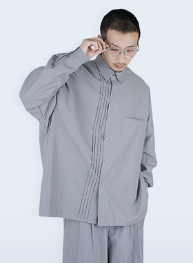 STREAMLET.CHEN:风琴褶设计剪裁工艺 简约纯色宽松衬衫