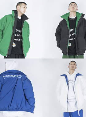 STREAMLET.CHEN:COAT/90A保暖填充 两面穿配色标示男女宽松羽绒服