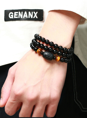 水晶男士多层韩版黑色时尚饰品