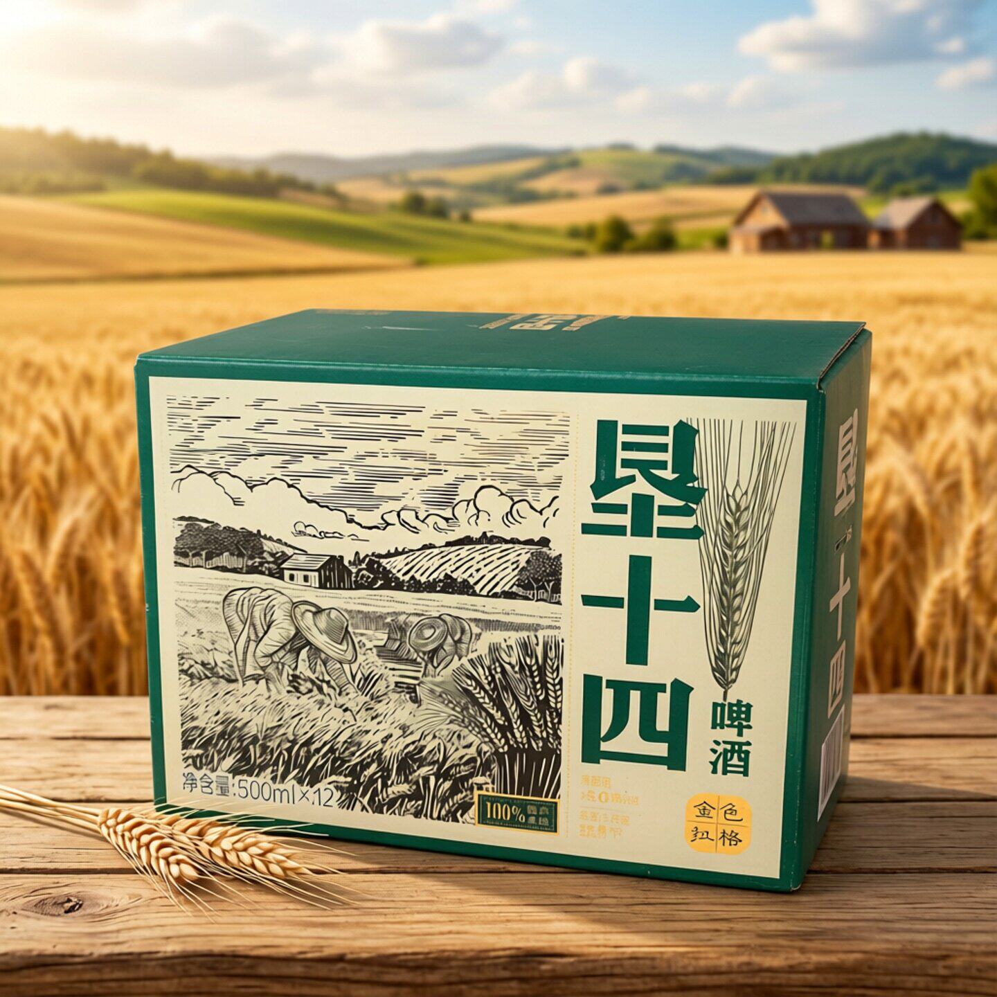 海拉尔啤酒大罐垦十四原汁麦12.5酒精度5度金色拉格500ml12罐