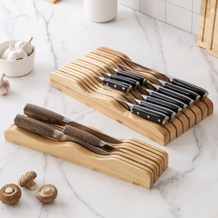 新款实木抽屉刀架子家用厨房横放卧式木质刀座刀具收纳菜刀整理架