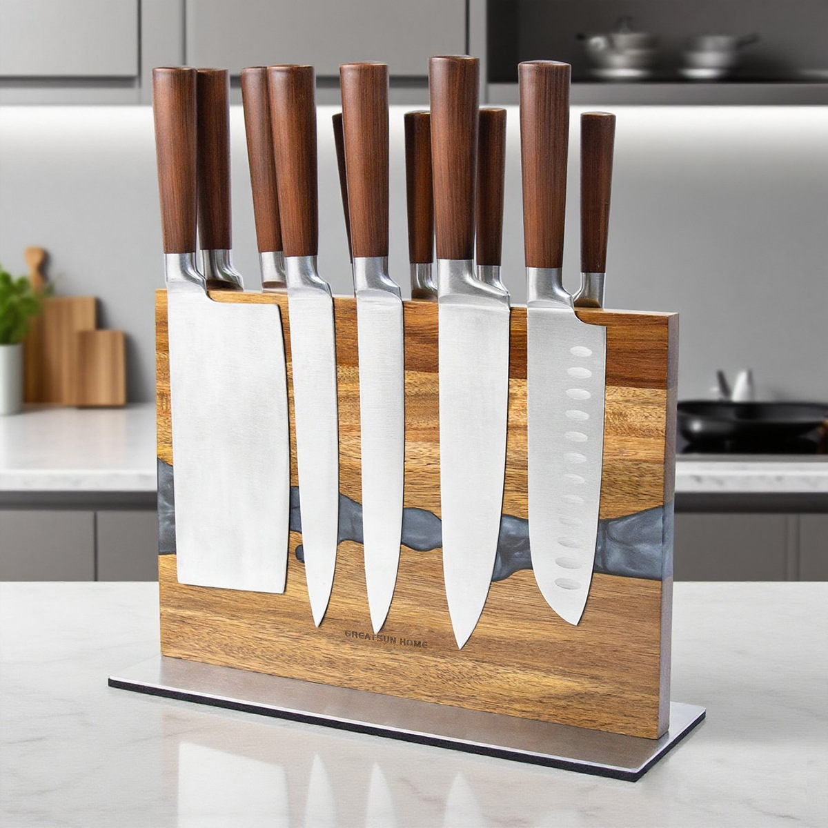 双面实木刀架树脂家用创意磁吸