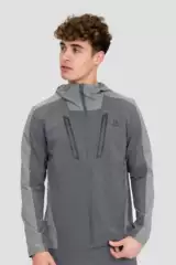 Montirex Torrent Platinum Gray Color Block Men's Functional Jacket Lightweight Quick-Drying Hooded Sports Jacket
