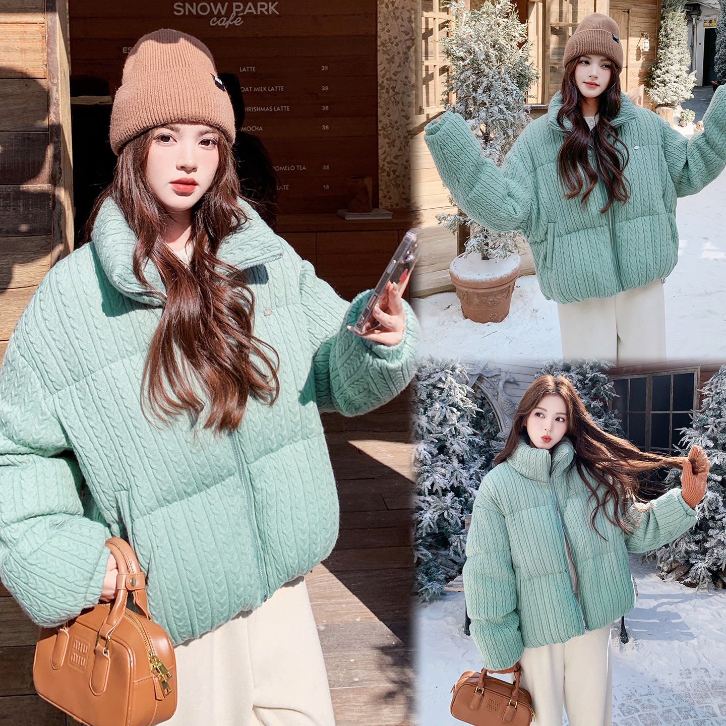 7339麻花针织面料羽绒服P325控488