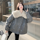 7326舞蝶刺绣羽绒内胆大毛领毛呢外套P265控398，女装毛呢外套，2D006