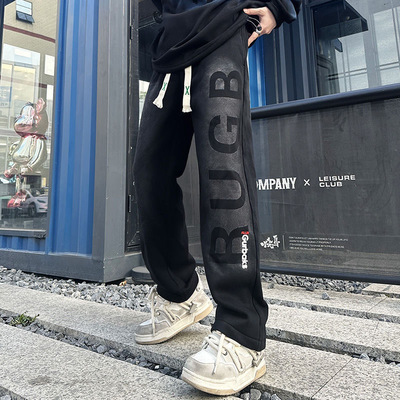 青少年男孩看过来加绒水洗卫裤