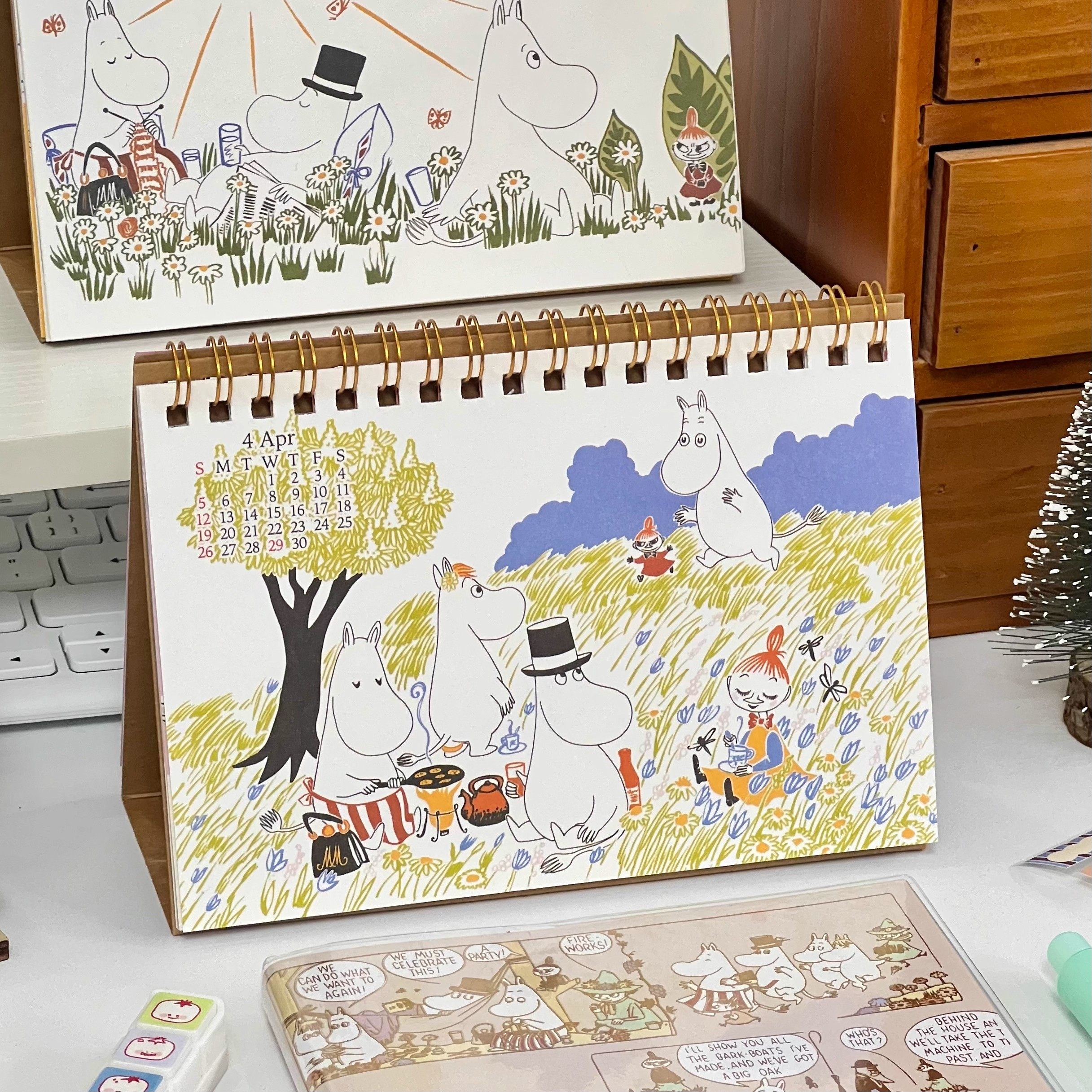 2026年可爱姆明台历卡通插画彩页清新桌面可撕翻页日历摆件记事本,文具电教/文化用品/商务用品,手帐/日程本/计划本,淘宝优惠券,粉丝福利购,淘宝优惠卷