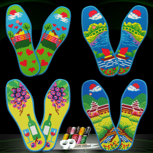 湘西新款十字绣鞋垫棉布吸汗防臭