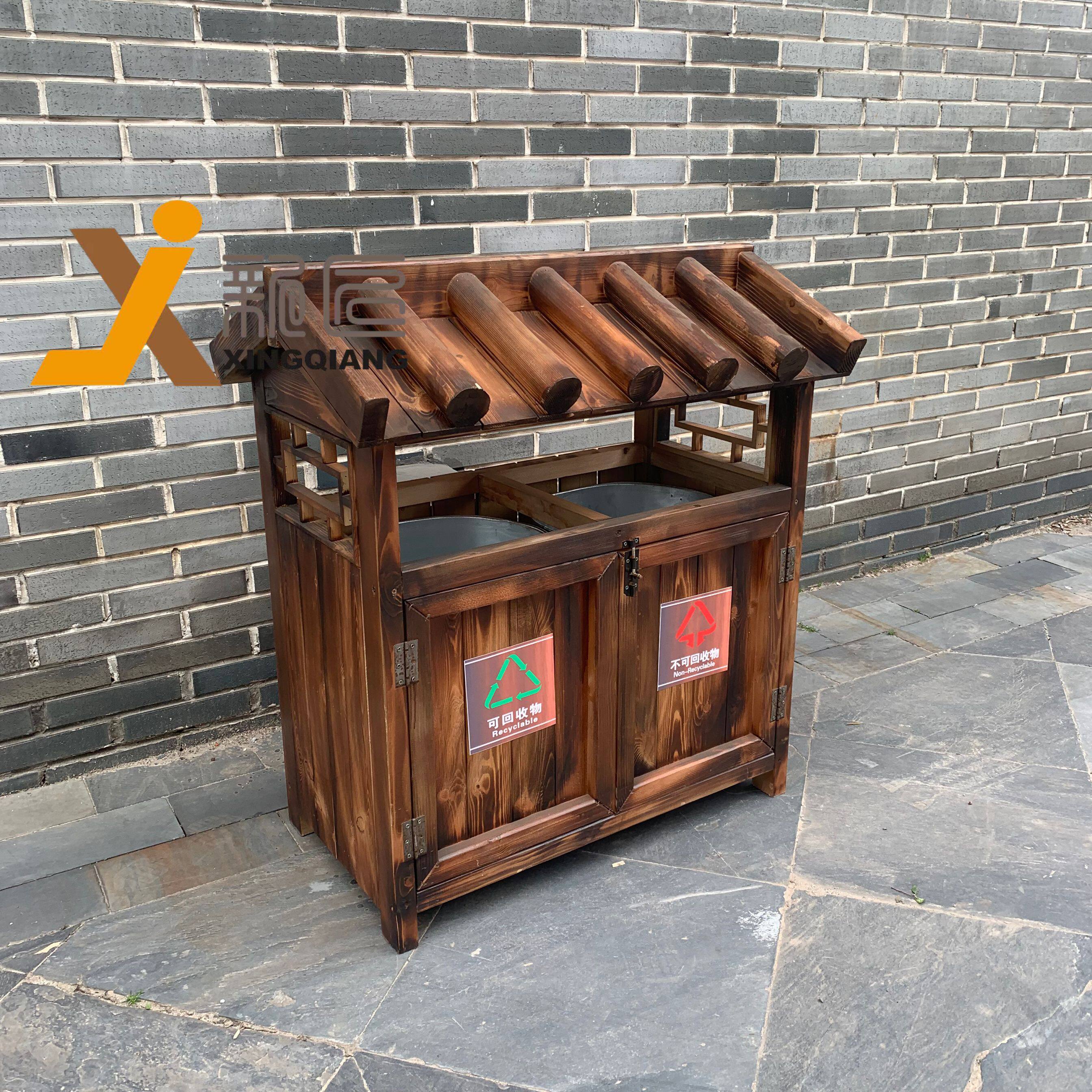防腐木户外垃圾桶 景区垃圾箱 仿古垃圾桶 特色定制垃圾箱果壳