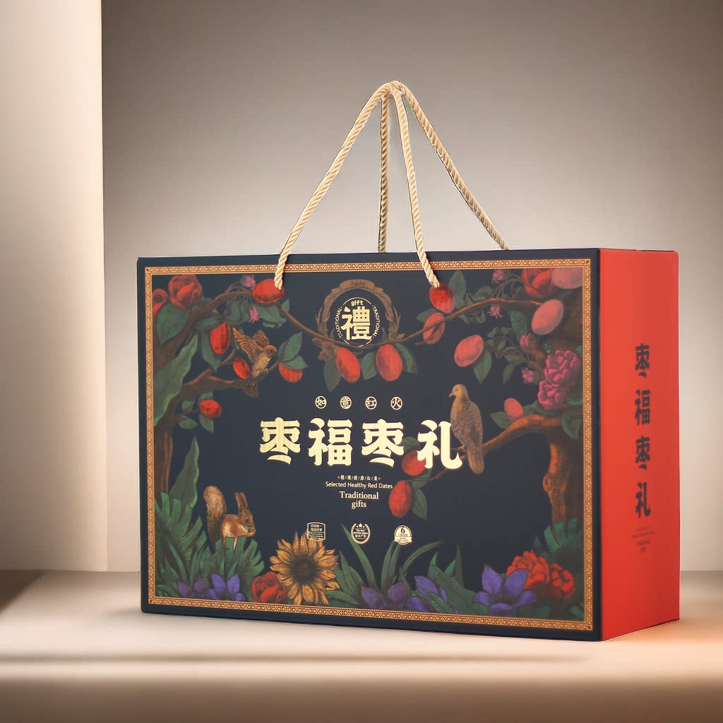 年货红枣礼干果空盒子新疆大枣无核礼品盒干枣纸箱年货礼盒可加印