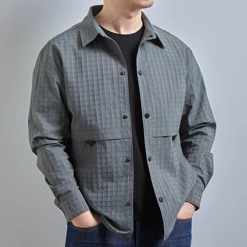 加肥加大码男装外套男士春秋翻领宽松特大号潮胖子工装夹克