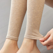 打底裤 薄绒中厚 女春秋燕麦色内外穿九分棉裤 袜高腰显瘦不连脚秋裤