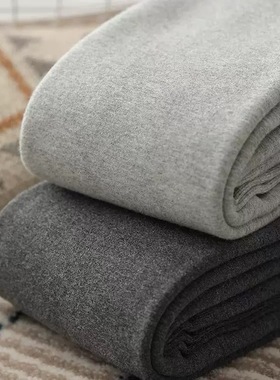 平纹打底裤女秋冬季加绒加厚深灰色保暖棉裤高腰微压显瘦踩脚外穿