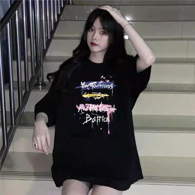 半袖宽松中长款韩版女新款T恤女
