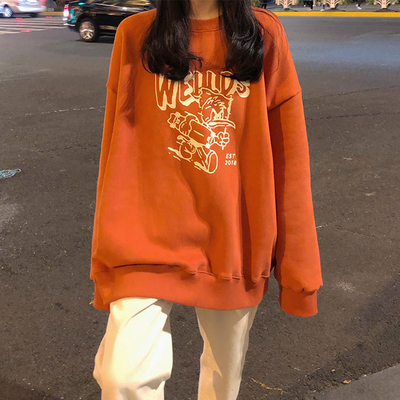 秋冬季加厚百搭无帽ins潮卫衣