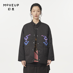 .FUN系列V领趣味绣花两面穿短款 棉外套 新款 MOVEUP幻走2024秋季