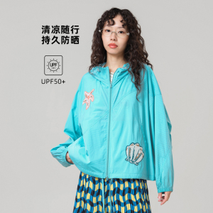 MOVEUP幻走2026夏季新款.FUN系列连帽贴布绣口袋通勤短款防晒服女