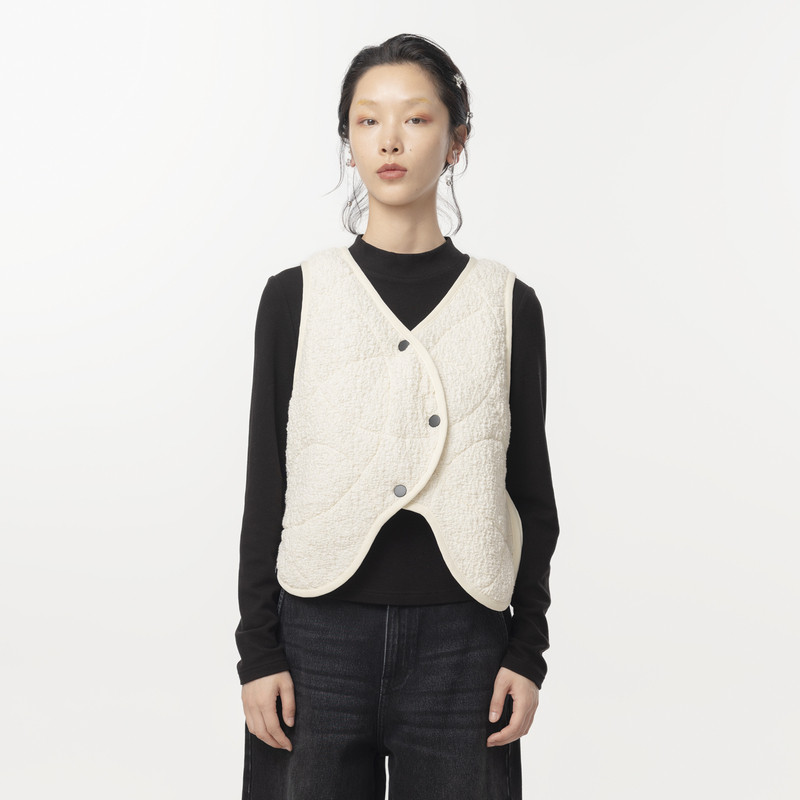 【商场同款】MOVEUP幻走2024冬季新款两面穿不规则短款棉马夹女