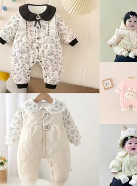 D470-加绒加棉多款多色新款婴儿衣服女宝公主连体哈衣服爬服
