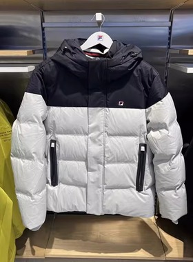 FILA斐乐2025冬季新款男士羽绒服连帽加厚保暖时尚外套F11M548902