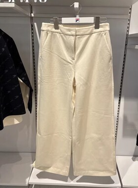 FILA斐乐女士2025秋冬款时尚休闲加绒阔腿裤针织长裤F11W514803