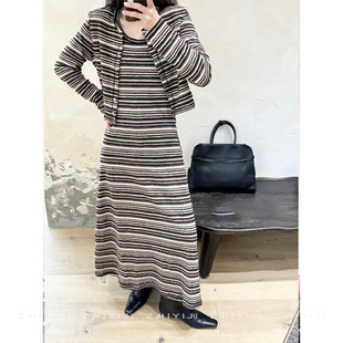 撞色减龄背心裙真两件 长款 NO退换 YMQY条纹针织连衣裙两件套 特价